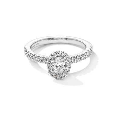 Vera Wang Love Collection CT. T.W. Oval Certified Diamond Frame Engagement Ring in 18K White Gold (F/SI2