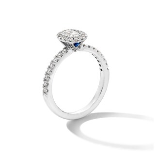 Vera Wang Love Collection CT. T.W. Oval Certified Diamond Frame Engagement Ring in 18K White Gold (F/SI2