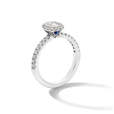 Vera Wang Love Collection CT. T.W. Oval Certified Diamond Frame Engagement Ring in 18K White Gold (F/SI2