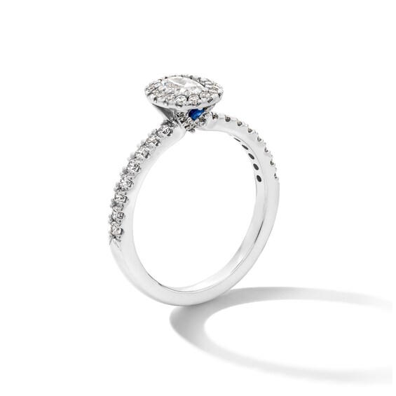 Vera Wang Love Collection CT. T.W. Oval Certified Diamond Frame Engagement Ring in 18K White Gold (F/SI2