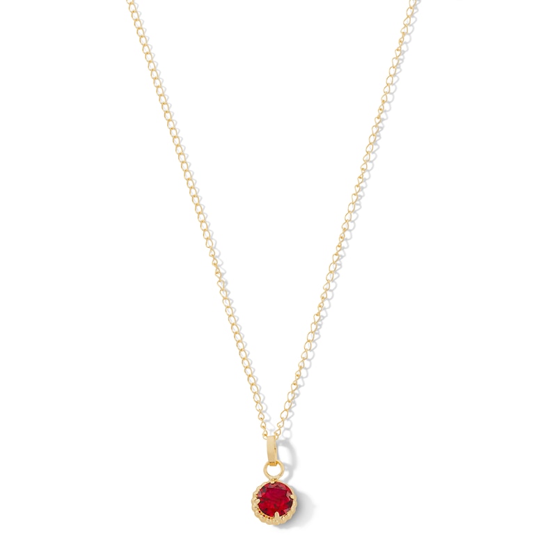 Child's 4.0mm Cubic Zirconia Solitaire Beaded Frame Pendant in 14K Gold
