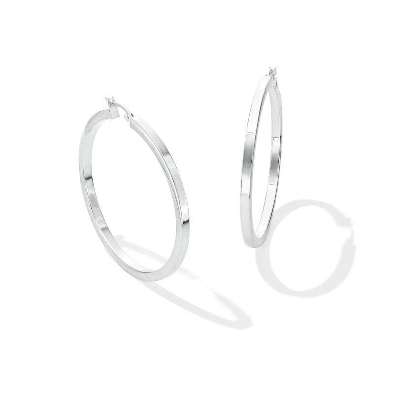 Main Image 1 of 50.0mm Square Tube Hoop Earrings in Hollow Sterling Silver