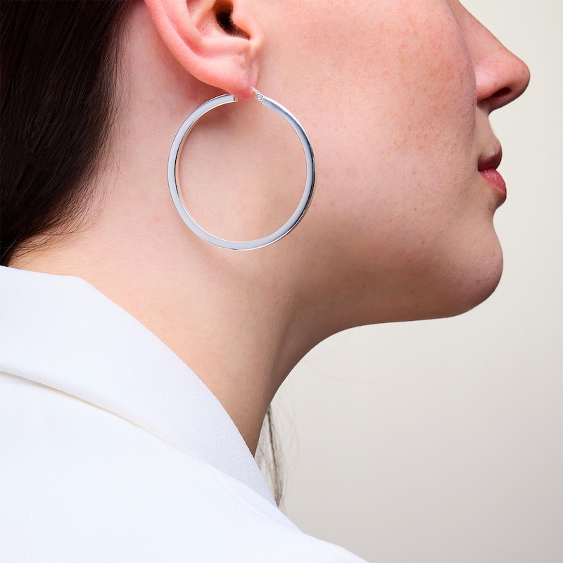 Main Image 2 of 50.0mm Square Tube Hoop Earrings in Hollow Sterling Silver