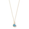 Thumbnail Image 1 of Child’s 4.0mm Blue Cubic Zirconia Solitaire Beaded Frame Pendant in 14K Gold - 13"