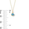 Thumbnail Image 2 of Child’s 4.0mm Blue Cubic Zirconia Solitaire Beaded Frame Pendant in 14K Gold - 13"
