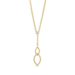 0.085 CT. T.W. Diamond Double Marquise Drop Lariat Necklace in Sterling Silver with 14K Gold Plate