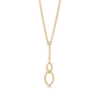 0.085 CT. T.W. Diamond Double Marquise Drop Lariat Necklace in Sterling Silver with 14K Gold Plate