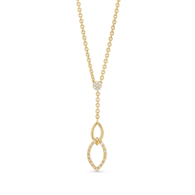 0.085 CT. T.W. Diamond Double Marquise Drop Lariat Necklace in Sterling Silver with 14K Gold Plate