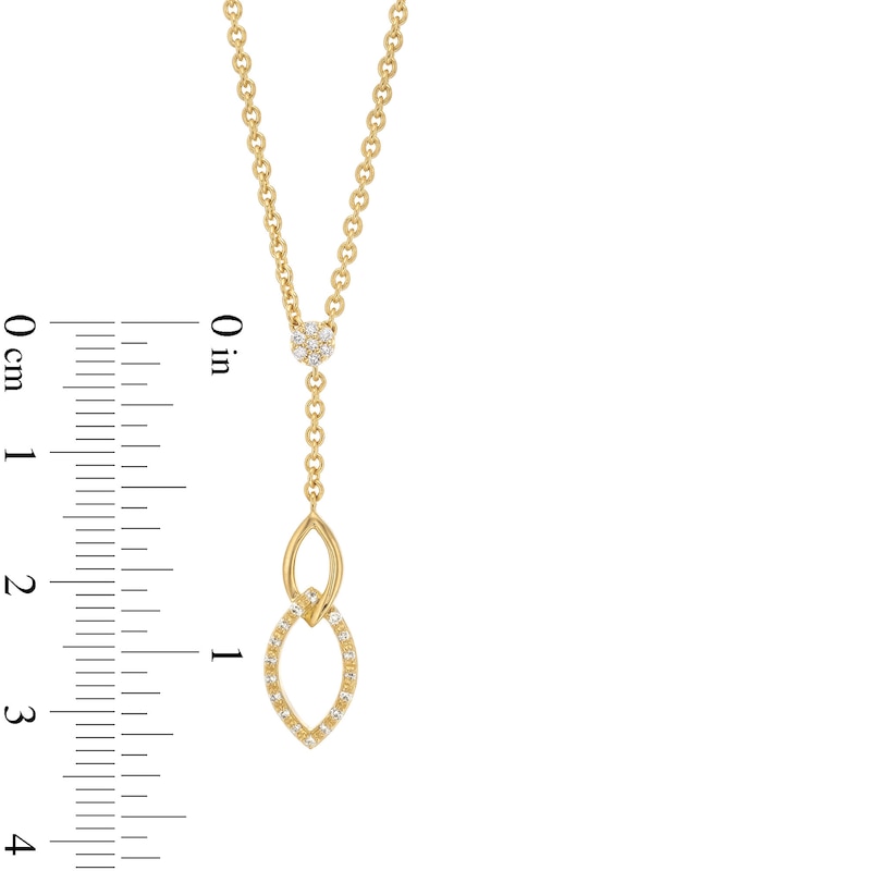 Main Image 3 of 0.085 CT. T.W. Diamond Double Marquise Drop Lariat Necklace in Sterling Silver with 14K Gold Plate