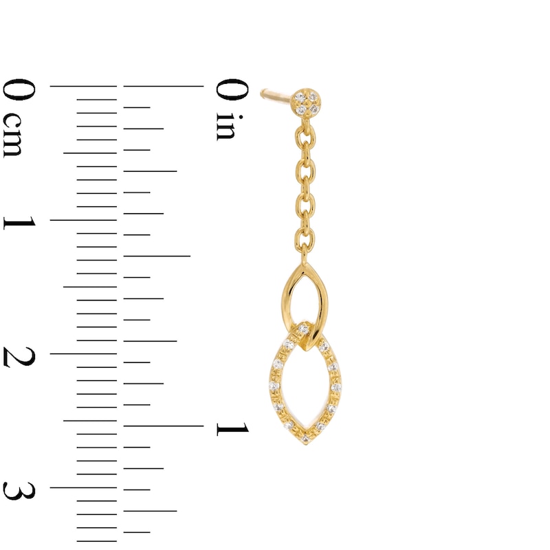 Main Image 3 of 0.085 CT. T.W. Diamond Double Marquise Chain Drop Earrings in Sterling Silver with 14K Gold Plate