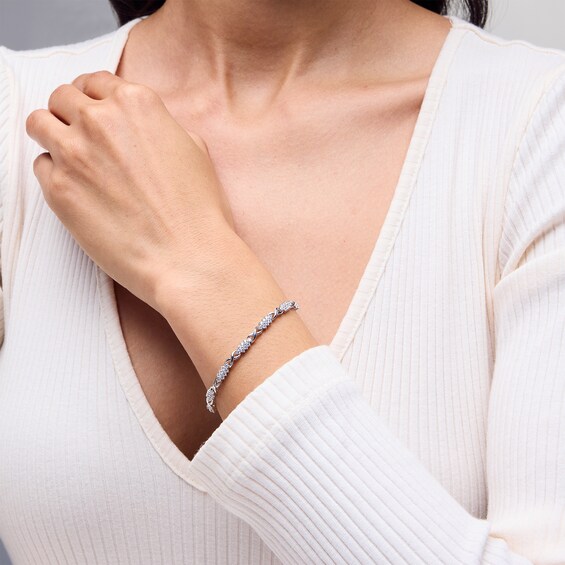 2.00 CT. T.W. Lab-Created Diamond Alternating "X" Link Bracelet in 10K White Gold
