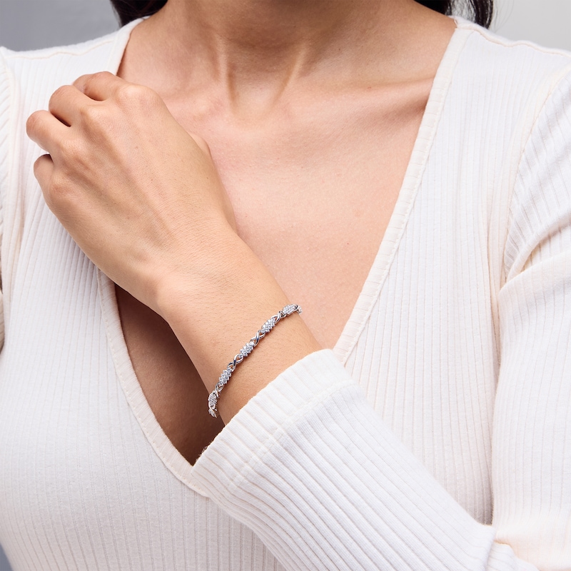 Main Image 2 of 2.00 CT. T.W. Lab-Grown Diamond Alternating "X" Link Bracelet in 10K White Gold