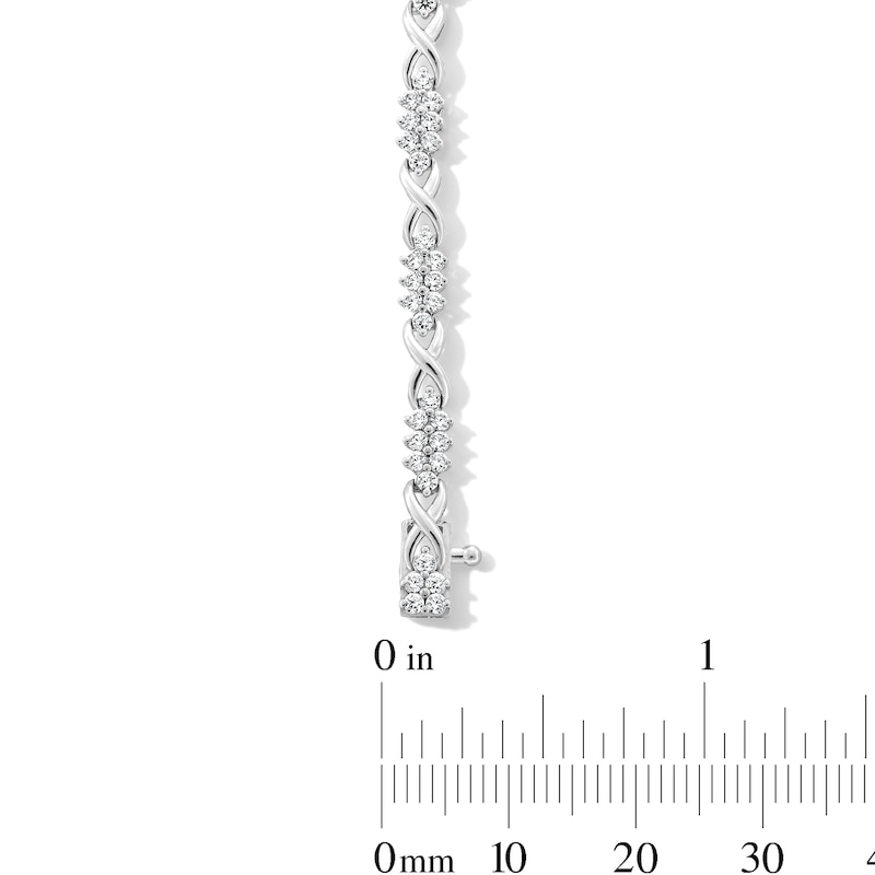 Main Image 3 of 2.00 CT. T.W. Lab-Grown Diamond Alternating "X" Link Bracelet in 10K White Gold