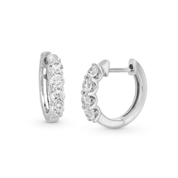 0.50 CT. T.W. Certified Lab-Grown Diamond Four Stone Huggie Hoop Earrings in 10K White Gold (F/SI2)