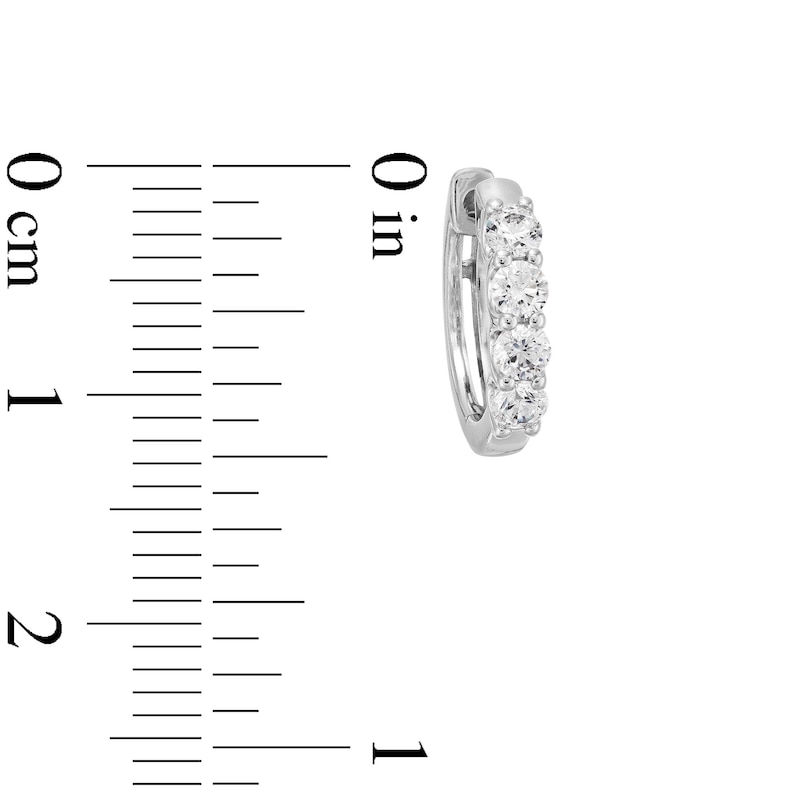 Main Image 3 of 0.50 CT. T.W. Certified Lab-Grown Diamond Four Stone Huggie Hoop Earrings in 10K White Gold (F/SI2)
