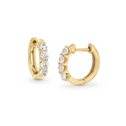 0.50 CT. T.W. Certified Lab-Created Diamond Four Stone Huggie Hoop Earrings in 10K Gold (F/SI2)