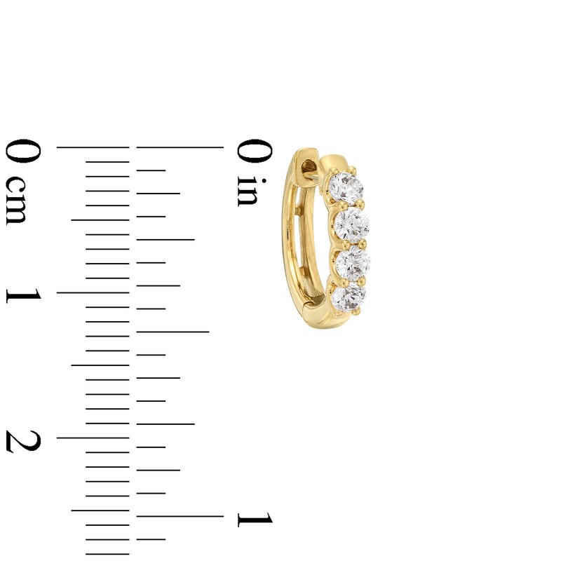 Main Image 3 of 0.50 CT. T.W. Certified Lab-Grown Diamond Four Stone Huggie Hoop Earrings in 10K Gold (F/SI2)