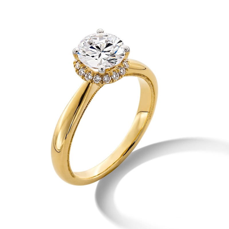 Main Image 3 of 1.40 CT. T.W. Certified Lab-Grown Diamond Frame Engagement Ring in 14K Gold (F/SI2)
