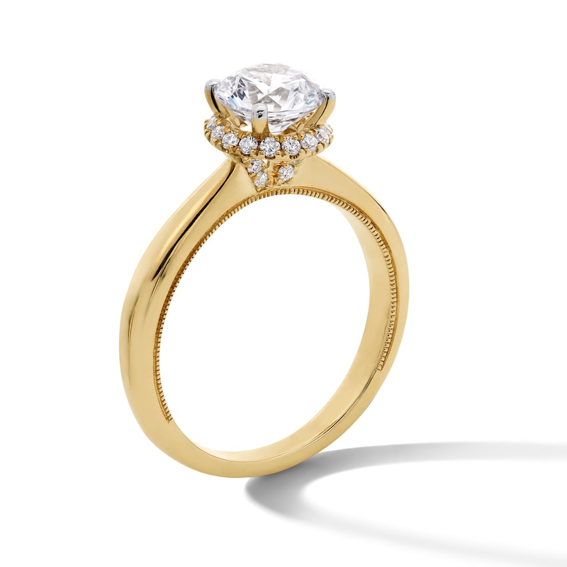 Main Image 4 of 1.40 CT. T.W. Certified Lab-Grown Diamond Frame Engagement Ring in 14K Gold (F/SI2)