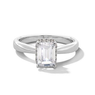 1.40 CT. T.W. Emerald-Cut Certified Lab-Created Diamond Frame Engagement Ring in 14K White Gold (F/SI2)