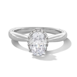 1.40 CT. T.W. Oval Certified Lab-Grown Diamond Frame Engagement Ring in 14K White Gold (F/SI2)