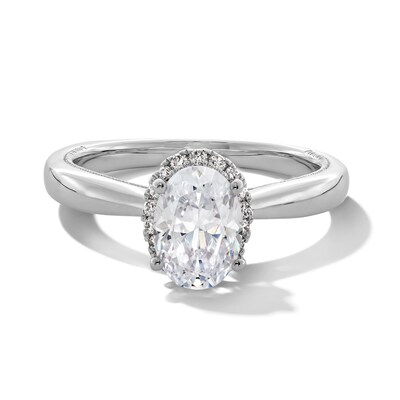 1.40 CT. T.W. Oval Certified Lab-Created Diamond Frame Engagement Ring in 14K White Gold (F/SI2)