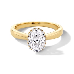 1.40 CT. T.W. Oval Certified Lab-Grown Diamond Frame Engagement Ring in 14K Gold (F/SI2)