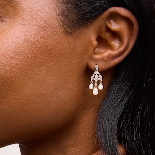 Lab-Created Opal and White Lab-Created Sapphire Drop Pendant and Earrings Set in Sterling Silver with 14K Gold Plate