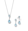 Thumbnail Image 1 of Pear-Shaped Swiss Blue Topaz and White Lab-Created Sapphire Drop Pendant and Earrings Set in Sterling Silver