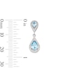 Thumbnail Image 4 of Pear-Shaped Swiss Blue Topaz and White Lab-Created Sapphire Drop Pendant and Earrings Set in Sterling Silver