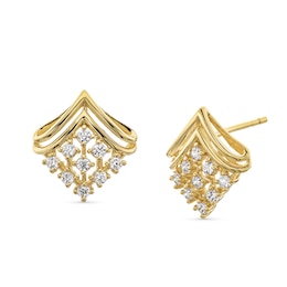 0.30 CT. T.W. Certified Lab-Grown Diamond Motif Stud Earrings in 18K Gold (F/SI2)