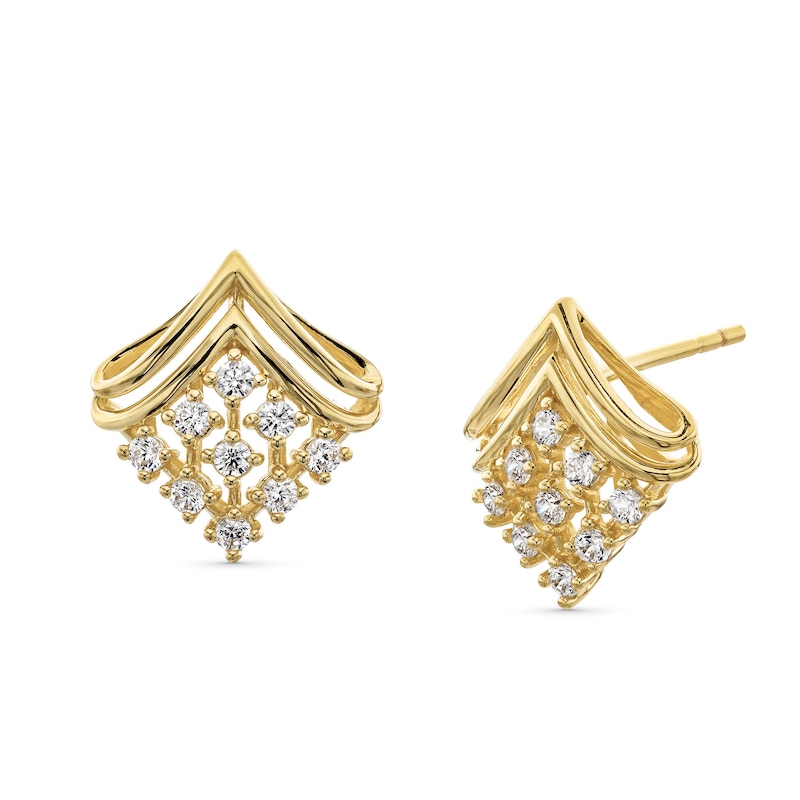 Main Image 1 of 0.30 CT. T.W. Certified Lab-Grown Diamond Motif Stud Earrings in 18K Gold (F/SI2)