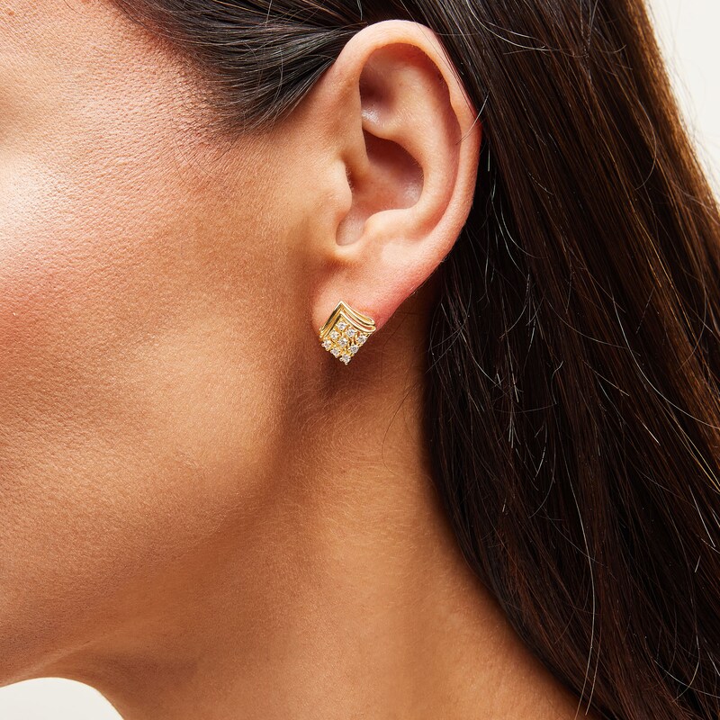 Main Image 2 of 0.30 CT. T.W. Certified Lab-Grown Diamond Motif Stud Earrings in 18K Gold (F/SI2)