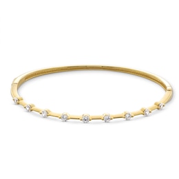 1.00 CT. T.W. Certified Lab-Grown Diamond Station Bangle in 18K Gold (F/SI2) - 7.25"