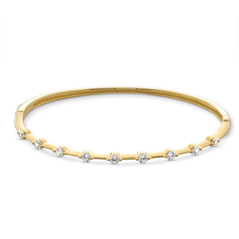 Main Image 1 of 1.00 CT. T.W. Certified Lab-Grown Diamond Station Bangle in 18K Gold (F/SI2) - 7.25"