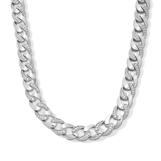 1.00 CT. T.W. Certified Lab-Created Diamond Curb Chain Necklace in Hollow Sterling Silver (I/SI2) - 20”