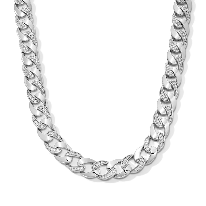 Main Image 1 of 1.00 CT. T.W. Certified Lab-Grown Diamond Curb Chain Necklace in Hollow Sterling Silver (I/SI2) - 20”
