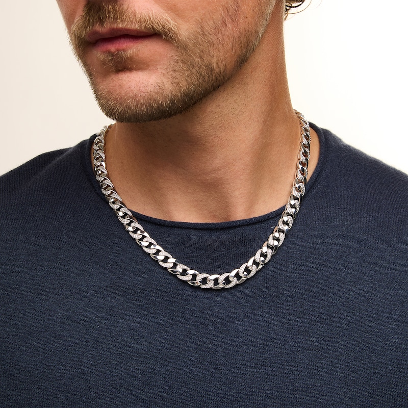 Main Image 2 of 1.00 CT. T.W. Certified Lab-Grown Diamond Curb Chain Necklace in Hollow Sterling Silver (I/SI2) - 20”
