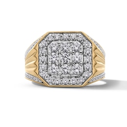 1.75 CT. T.W. Certified Lab-Grown Multi-Diamond Octagon Frame Ribbed Shank Ring in 10K Gold (F/SI2)