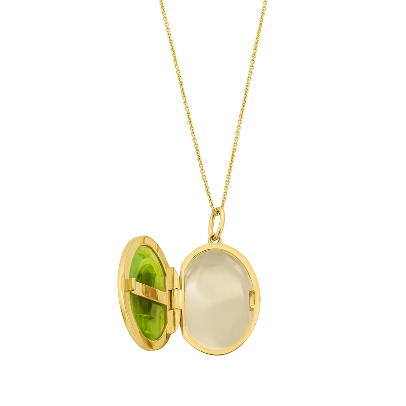 Main Image 3 of Oval Jade with Chinese "Happiness" Locket Pendant in 14K Gold