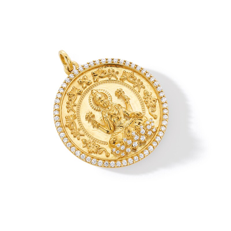 Main Image 2 of 0.50 CT. T.W. Diamond Frame Mahalaxmi Medallion Necklace Charm in 18K Gold