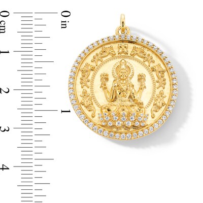 0.50 CT. T.W. Diamond Frame Mahalaxmi Medallion Necklace Charm in 18K Gold