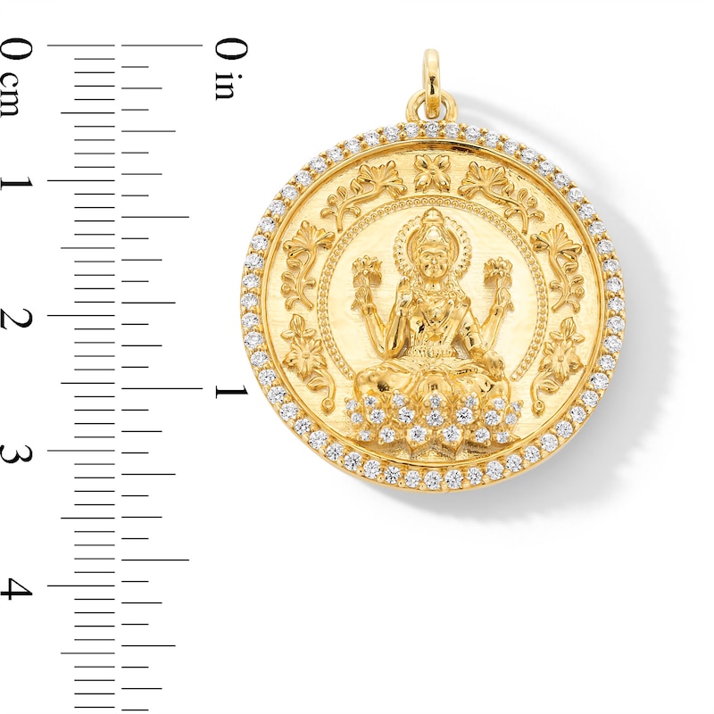 Main Image 3 of 0.50 CT. T.W. Diamond Frame Mahalaxmi Medallion Necklace Charm in 18K Gold