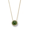 Thumbnail Image 1 of 12.0mm Green and White Jade with 0.50 CT. T.W. Diamond Frame Reversible Bolo Necklace in 14K Gold - 26"