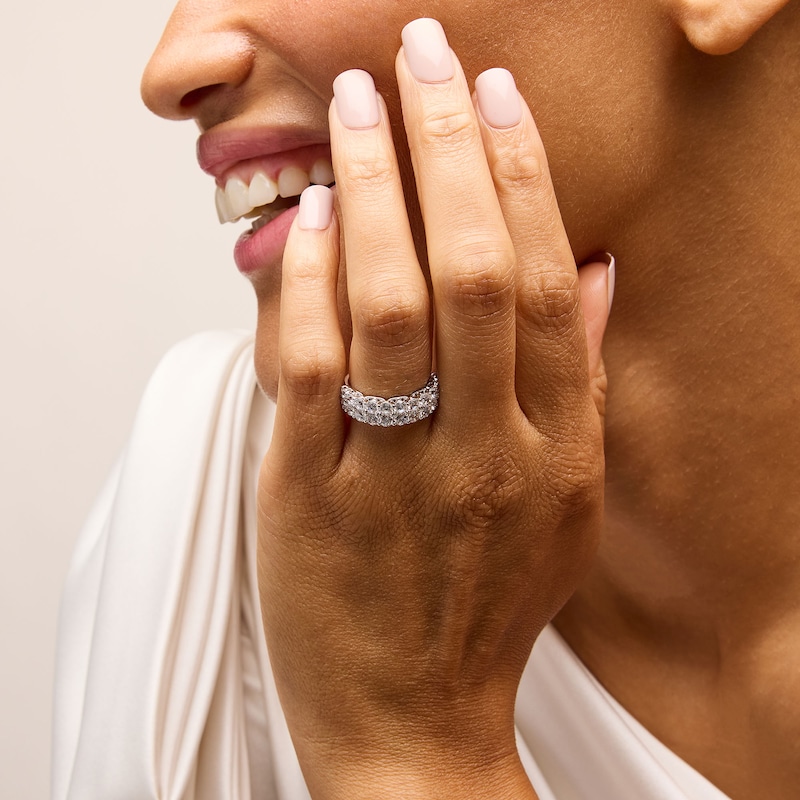 Main Image 2 of 1.95 CT. T.W. Certified Lab-Grown Diamond Double Row Anniversary Band in 10K White Gold (F/VS2)