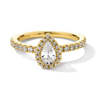Vera Wang Love Collection 0.80 CT. T.W. Pear-Shaped Certified Diamond Frame Engagement Ring in 18K Gold (F/SI2)