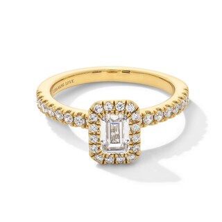 Vera Wang Love Collection 1.11 CT. T.W. Emerald-Cut Certified Diamond Frame Engagement Ring in 18K Gold (F/SI2)