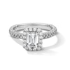 Thumbnail Image 1 of Vera Wang Love Collection 1.69 CT. T.W. Emerald-Cut Certified Diamond Frame Woven Engagement Ring in 18K White Gold