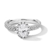 Thumbnail Image 1 of Vera Wang Love Collection 1.23 CT. T.W. Oval Certified Diamond Frame Woven Shank Engagement Ring in 18K White Gold