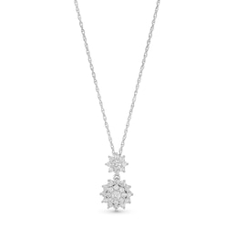 0.50 CT. T.W. Certified Lab-Grown Multi-Diamond Double Sunburst Drop Pendant in 10K White Gold (F/SI2)